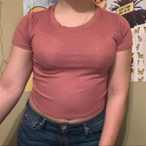 raspberry slightly cropped tee